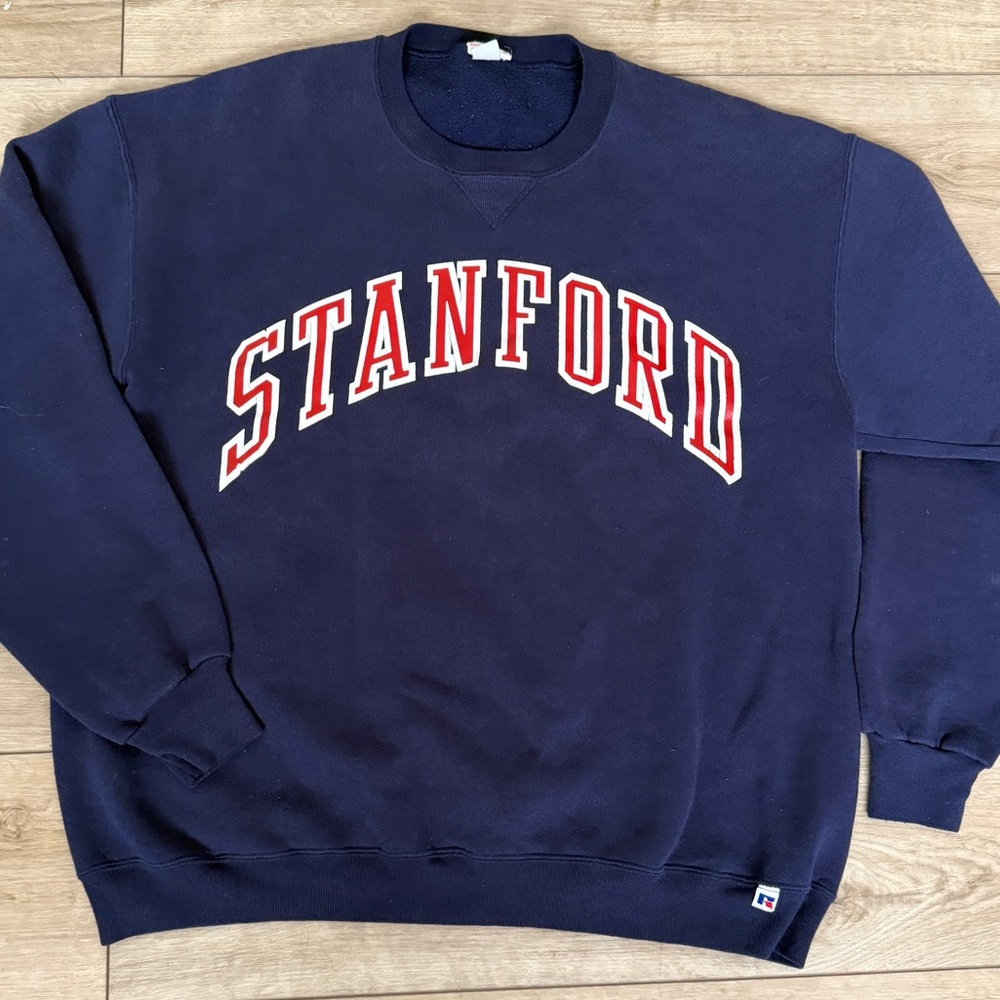 Vintage Russel Stanford University Navy Crewneck Sweatshirt Made In USA